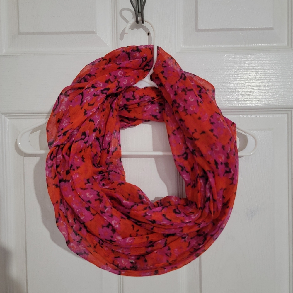 Charlotte Russe Red and Pink Floral Infinity Scarf